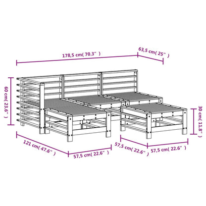 5 pcs conjunto lounge de jardim madeira de pinho maciça