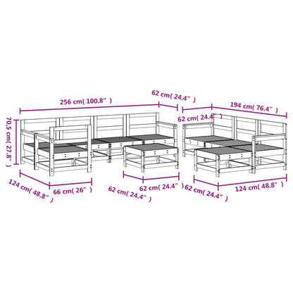 10 pcs conjunto lounge de jardim pinho maciço