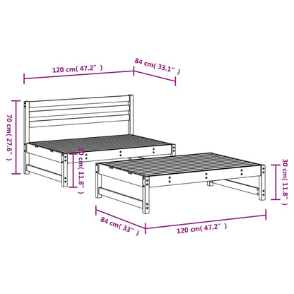 2 pcs conjunto lounge de jardim madeira de pinho maciça branco