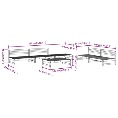 6 pcs conjunto lounge de jardim pinho maciço