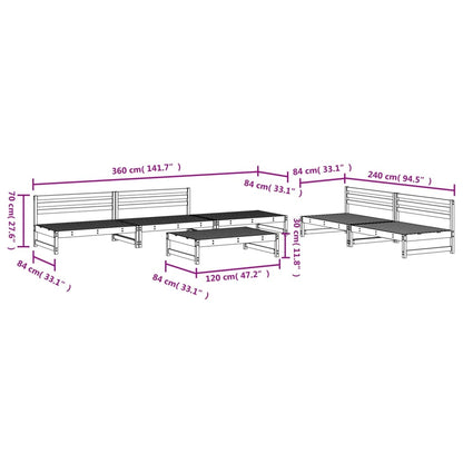 6 pcs conjunto lounge de jardim pinho maciço branco