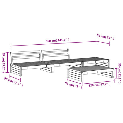 4 pcs conjunto lounge de jardim madeira de pinho maciça