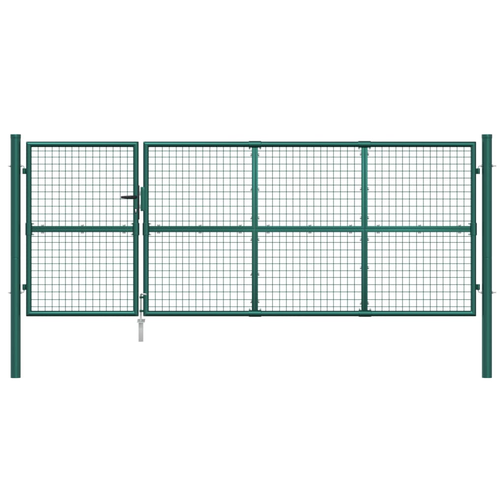 Portão de rede para jardim 350x175 cm aço galvanizado verde