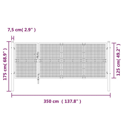 Portão de rede para jardim 350x175 cm aço galvanizado verde