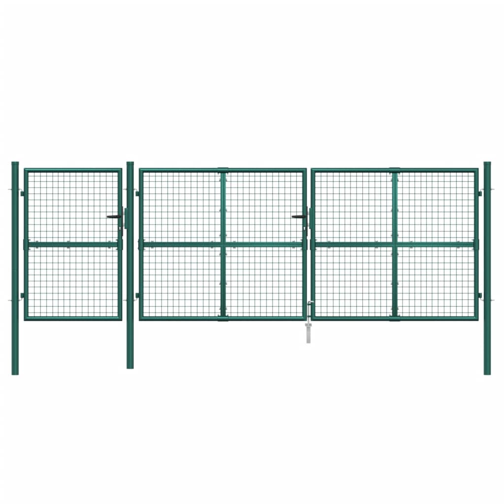 Portão de rede para jardim 400x175 cm aço galvanizado verde