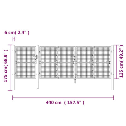 Portão de rede para jardim 400x175 cm aço galvanizado verde