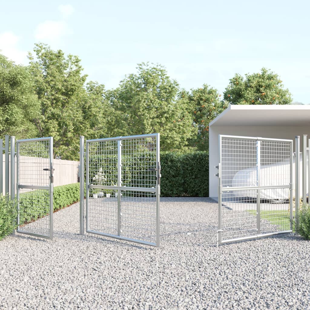 Portão de rede para jardim 400x175 cm aço galvanizado prateado