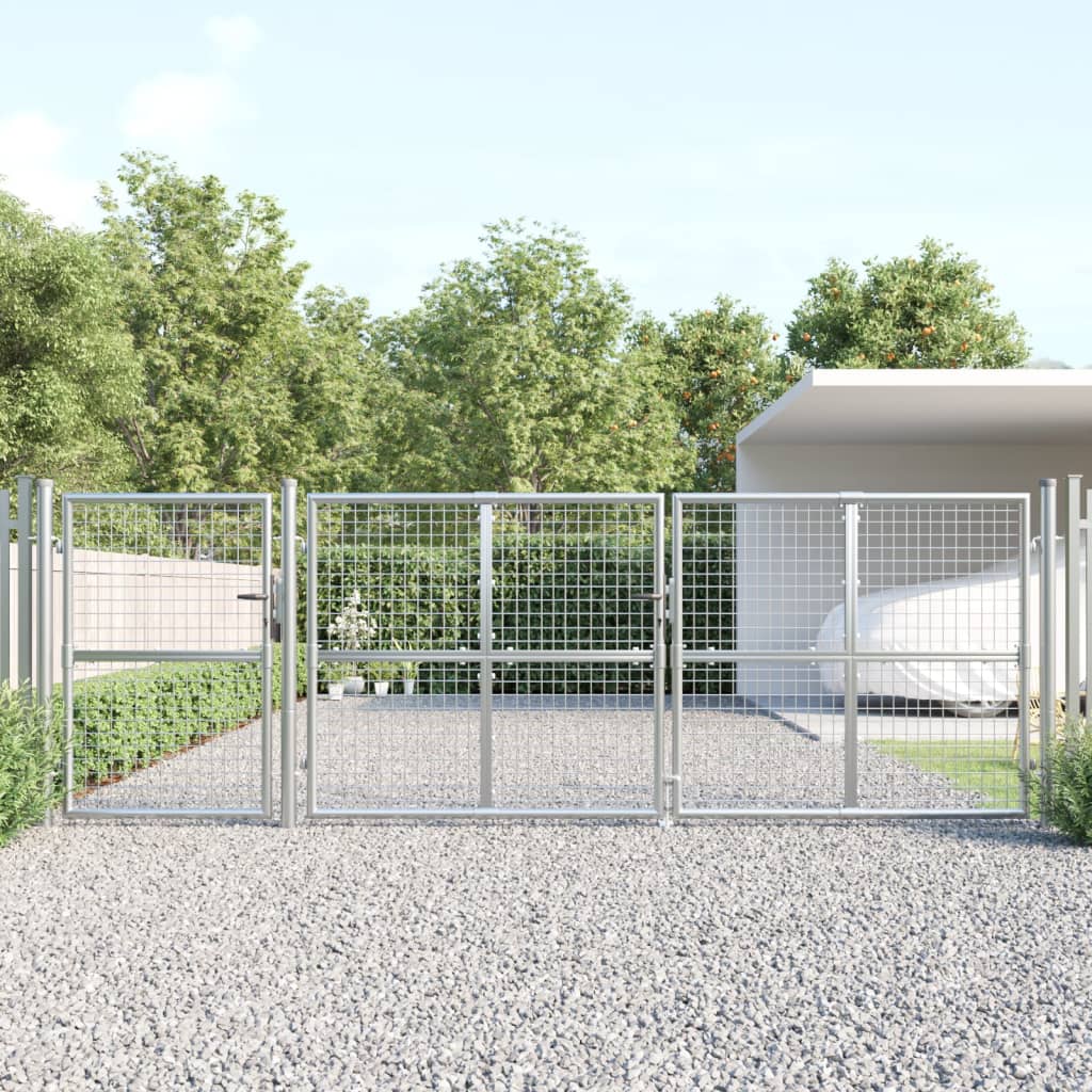 Portão de rede para jardim 400x175 cm aço galvanizado prateado