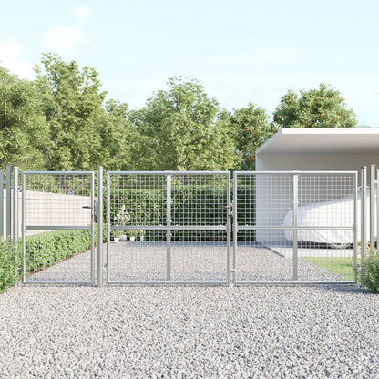 Portão de rede para jardim 400x175 cm aço galvanizado prateado