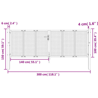 Portão de jardim 300x150 cm aço antracite