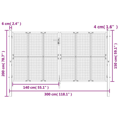 Portão de jardim 300x200 cm aço antracite