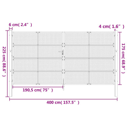 Portão de jardim 400x225 cm aço antracite