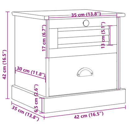 Mesa de Cabeceira Salamanca com 2 Gavetas em Madeira Maciça - Cinzento - Design Rústico