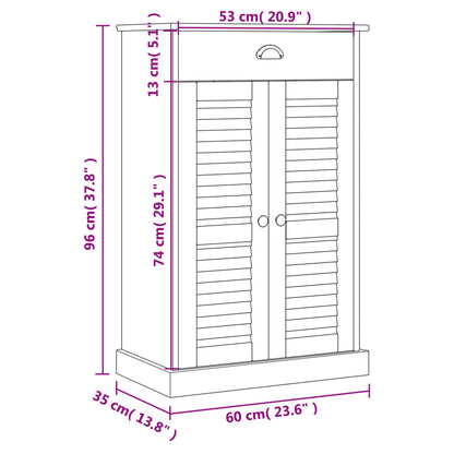 Sapateira VIGO 60x35x96 cm madeira de pinho maciça branco