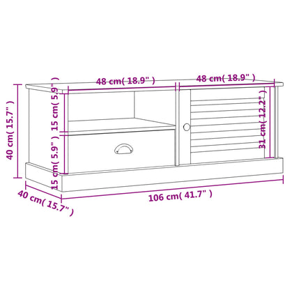 Móvel de TV Salamanca de 106 cm em Madeira Maciça - Cinzento - Design Rústico