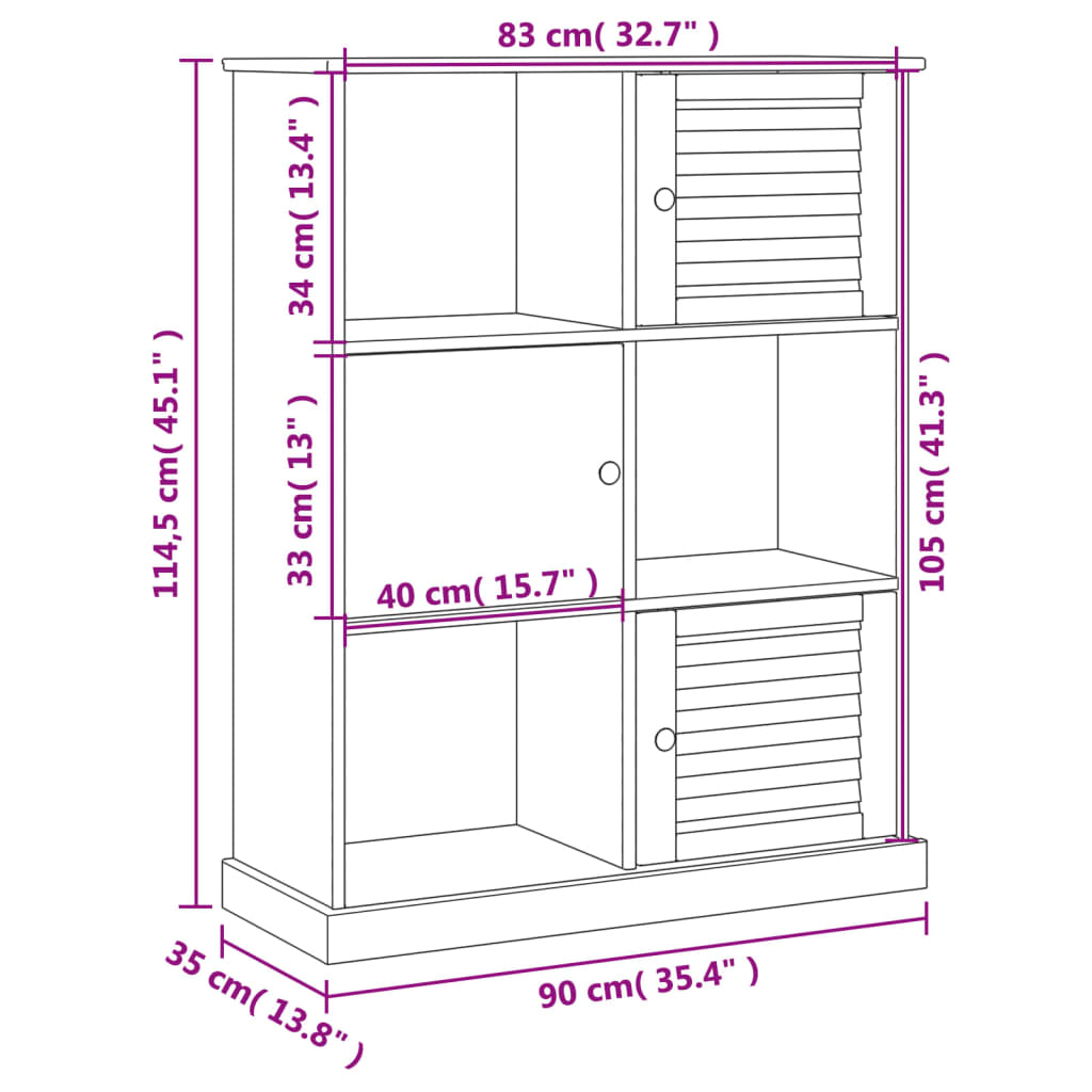 Estante Salamanca de 114cm em Madeira Maciça - Branco - Design Rústico