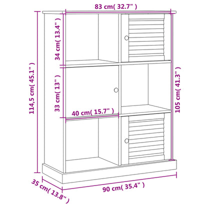 Estante Salamanca de 114cm em Madeira Maciça - Cinzento - Design Rústico