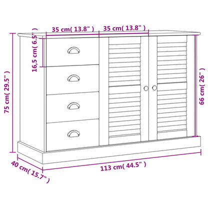 Aparador Salamanca de 4 Gavetas em Madeira Maciça Branco de 113 cm - Design Rústico