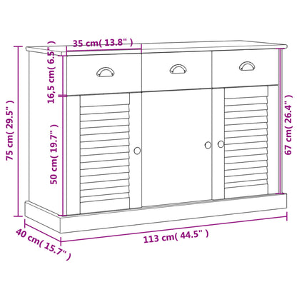 Aparador Salamanca com 3 Gavetas em Madeira Maciça de 113 cm - Branco - Design Rústico