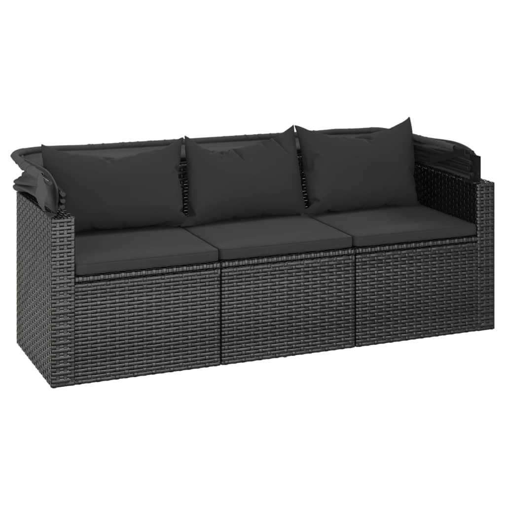 Conjunto Lounge Marlyn - Sofá com Toldo e Poltrona em Vime Preto