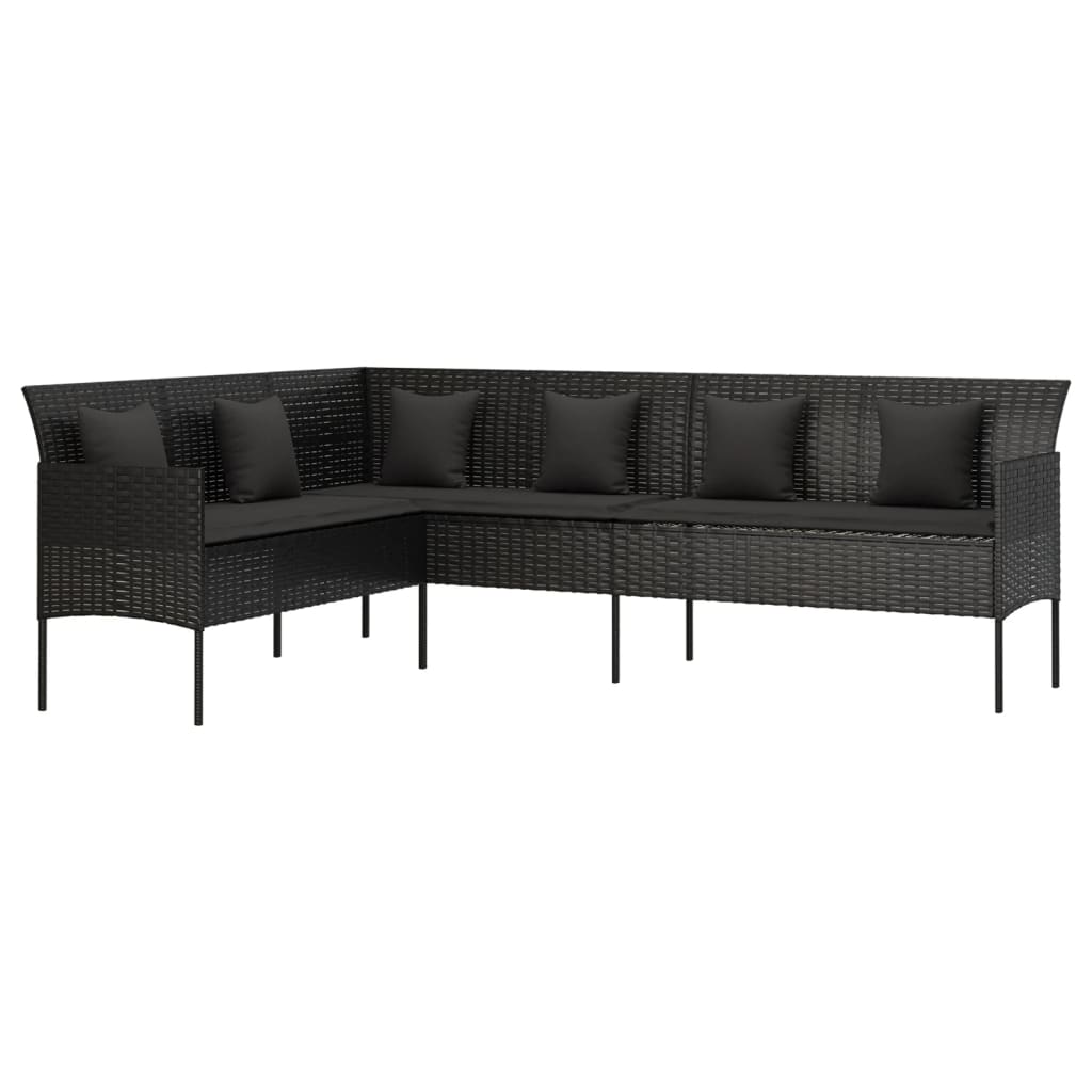 Conjunto de Jardim Yvel Preto - Sofá em L, 4 Bancos e Mesa de Jantar - Design Moderno