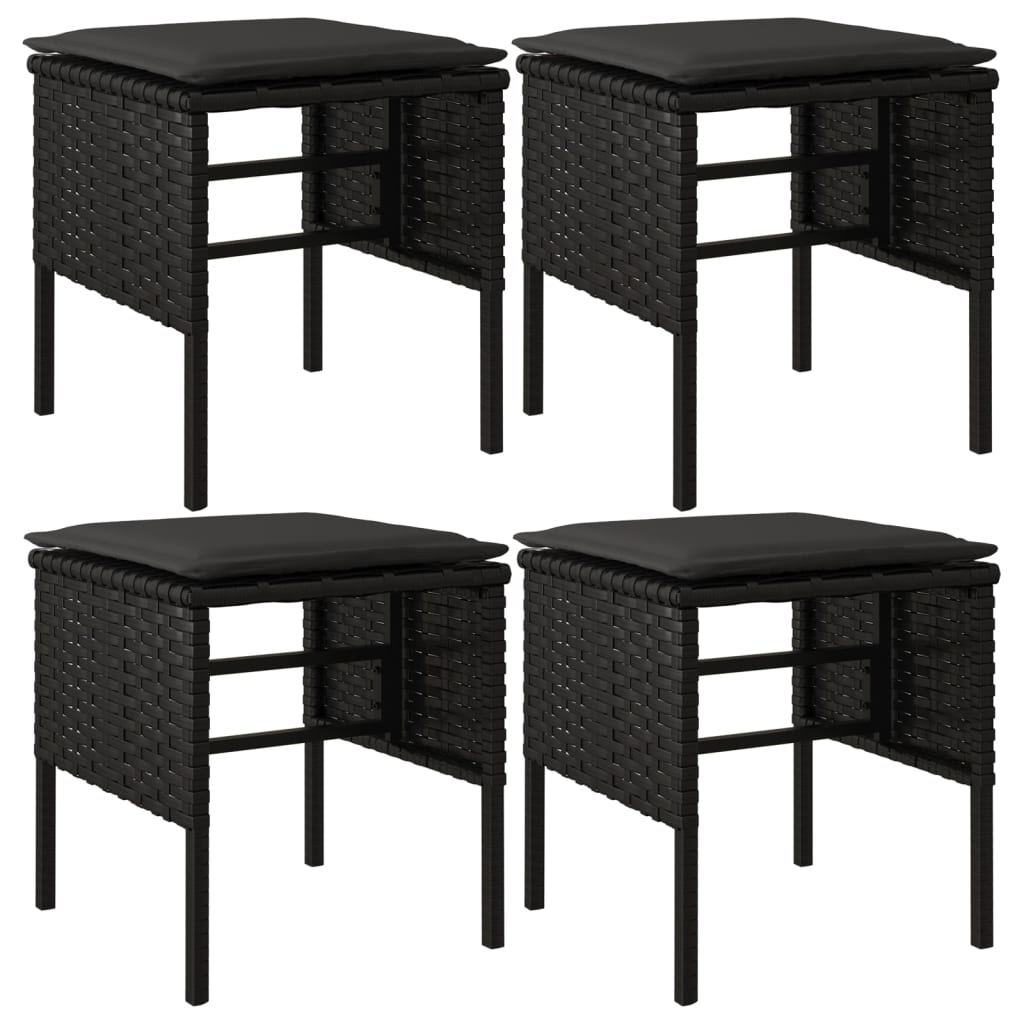 Conjunto de Jardim Yvel Preto - Sofá em L, 4 Bancos e Mesa de Jantar - Design Moderno