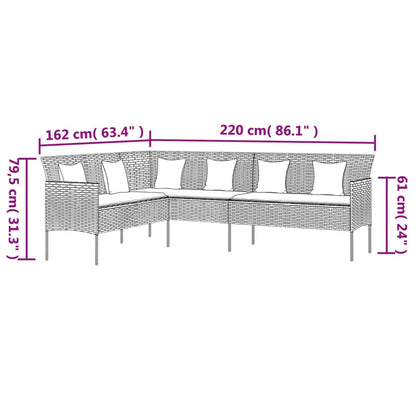 Conjunto de Jardim Yvel Preto - Sofá em L, 4 Bancos e Mesa de Jantar - Design Moderno