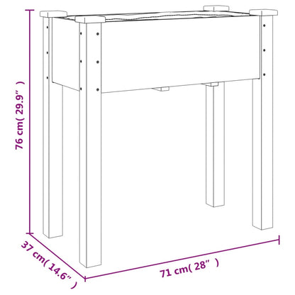 Floreira c/ forro e rodas 71x37x80 cm abeto maciço cinzento