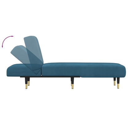 Chaise longue veludo azul