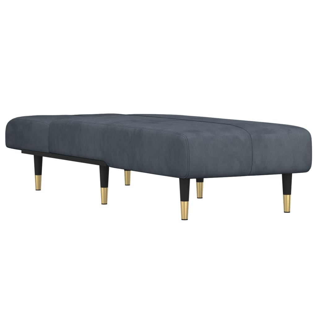 Chaise longue veludo cinzento-escuro