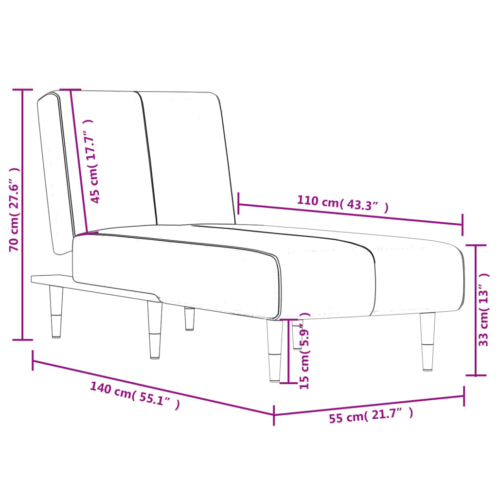 Chaise longue veludo cinzento-escuro