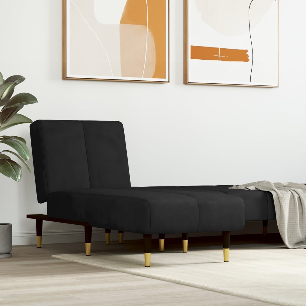 Chaise longue veludo preto