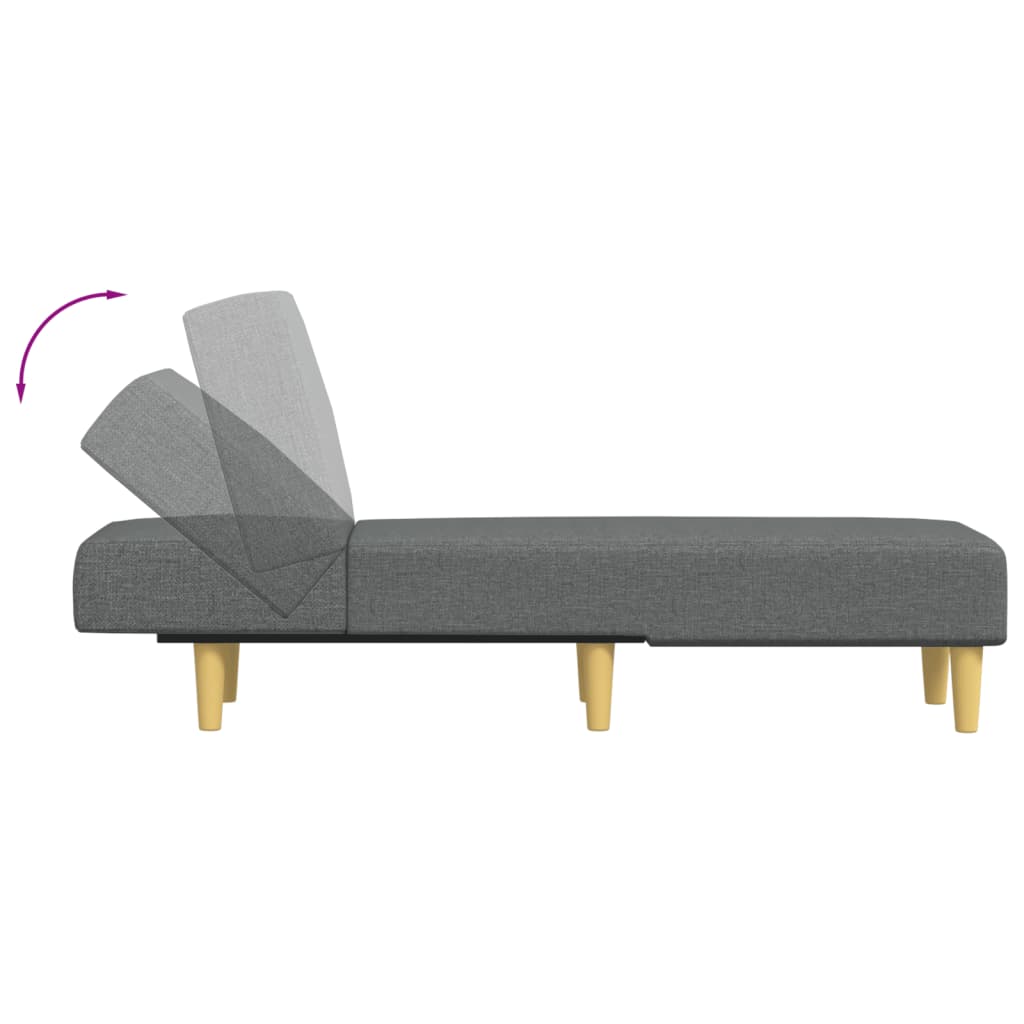 Chaise longue tecido cinzento-escuro