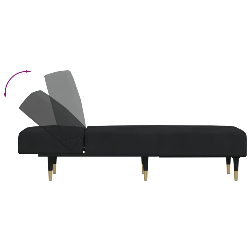 Chaise longue veludo preto