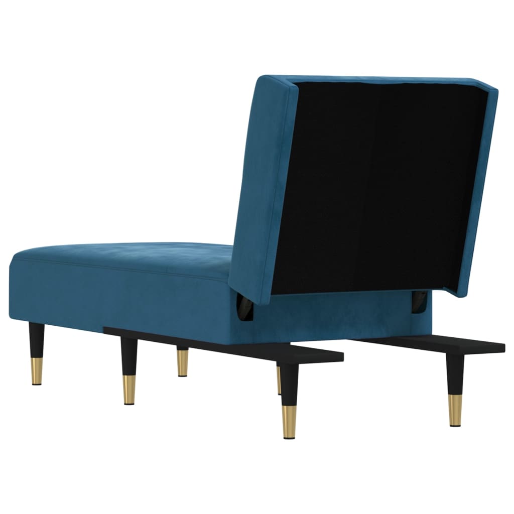 Chaise longue veludo azul