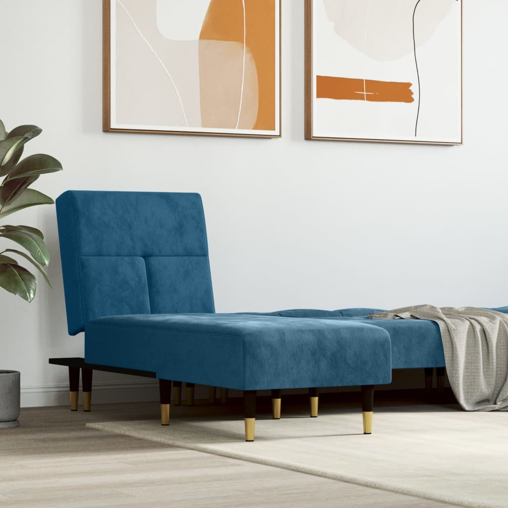 Chaise longue veludo azul