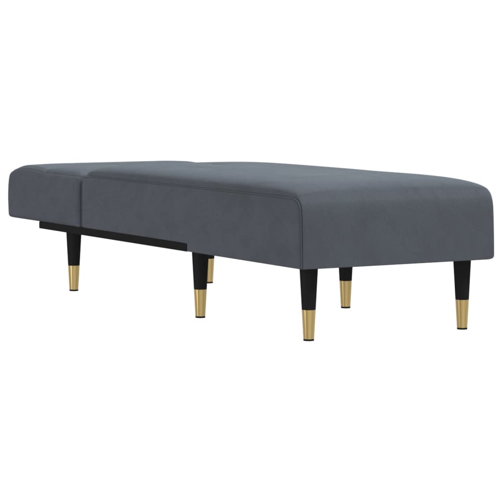 Chaise longue veludo cinzento-escuro