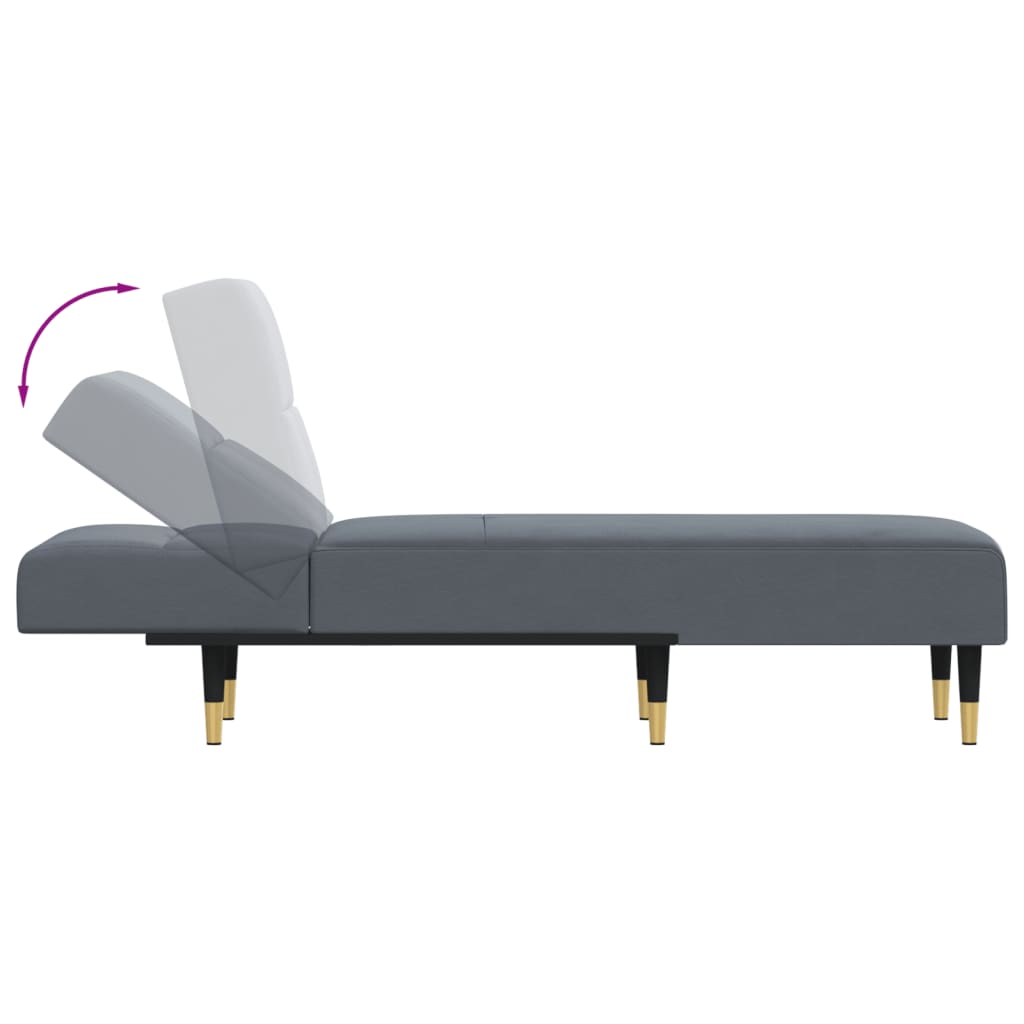 Chaise longue veludo cinzento-escuro