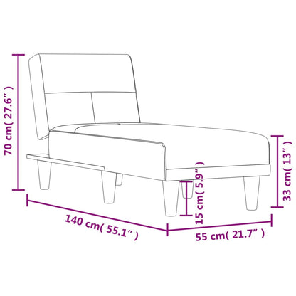 Chaise longue tecido cinzento-claro