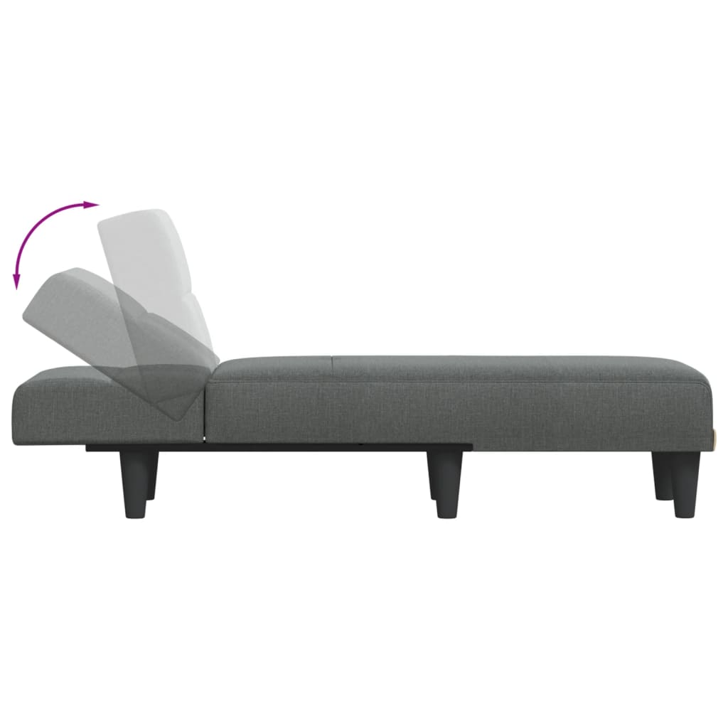 Chaise longue tecido cinzento-escuro