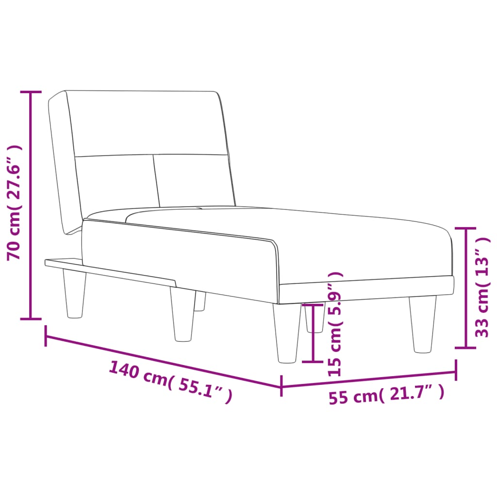 Chaise longue tecido cinzento-escuro