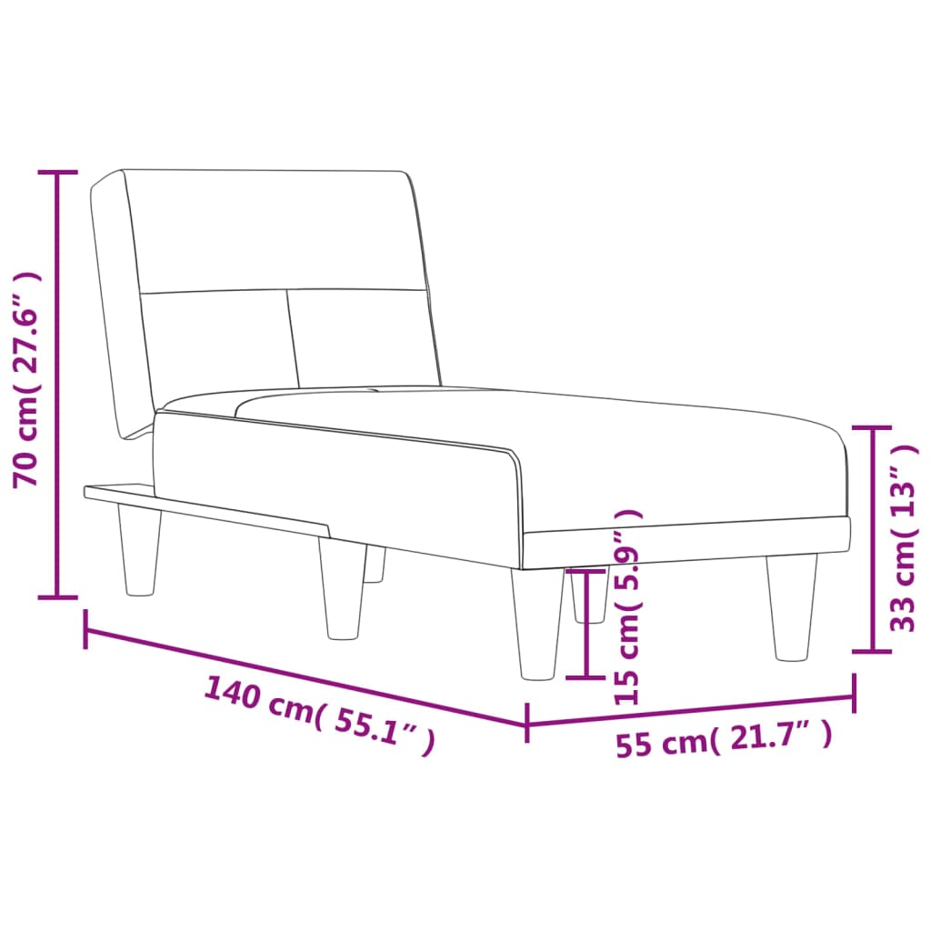 Chaise longue tecido preto