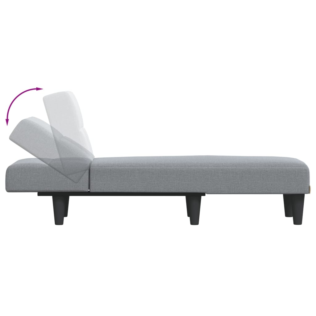 Chaise longue tecido cinzento-claro