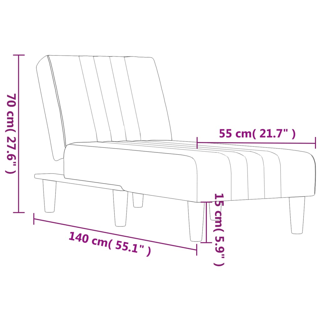 Chaise longue tecido cinzento-escuro