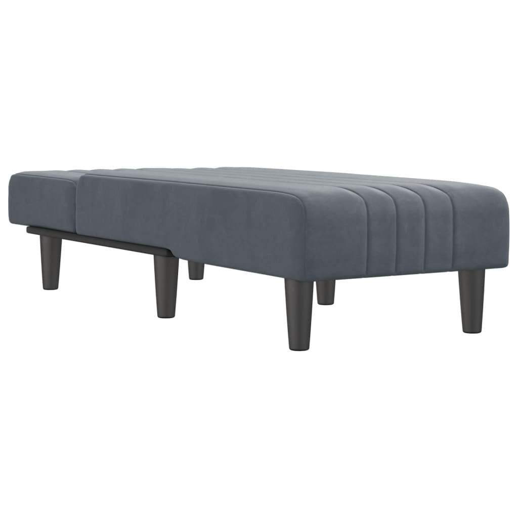 Chaise longue veludo cinzento-escuro