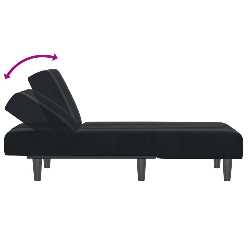 Chaise longue veludo preto