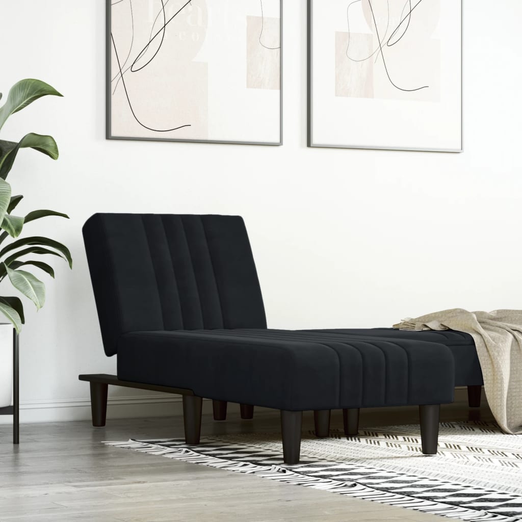 Chaise longue veludo preto