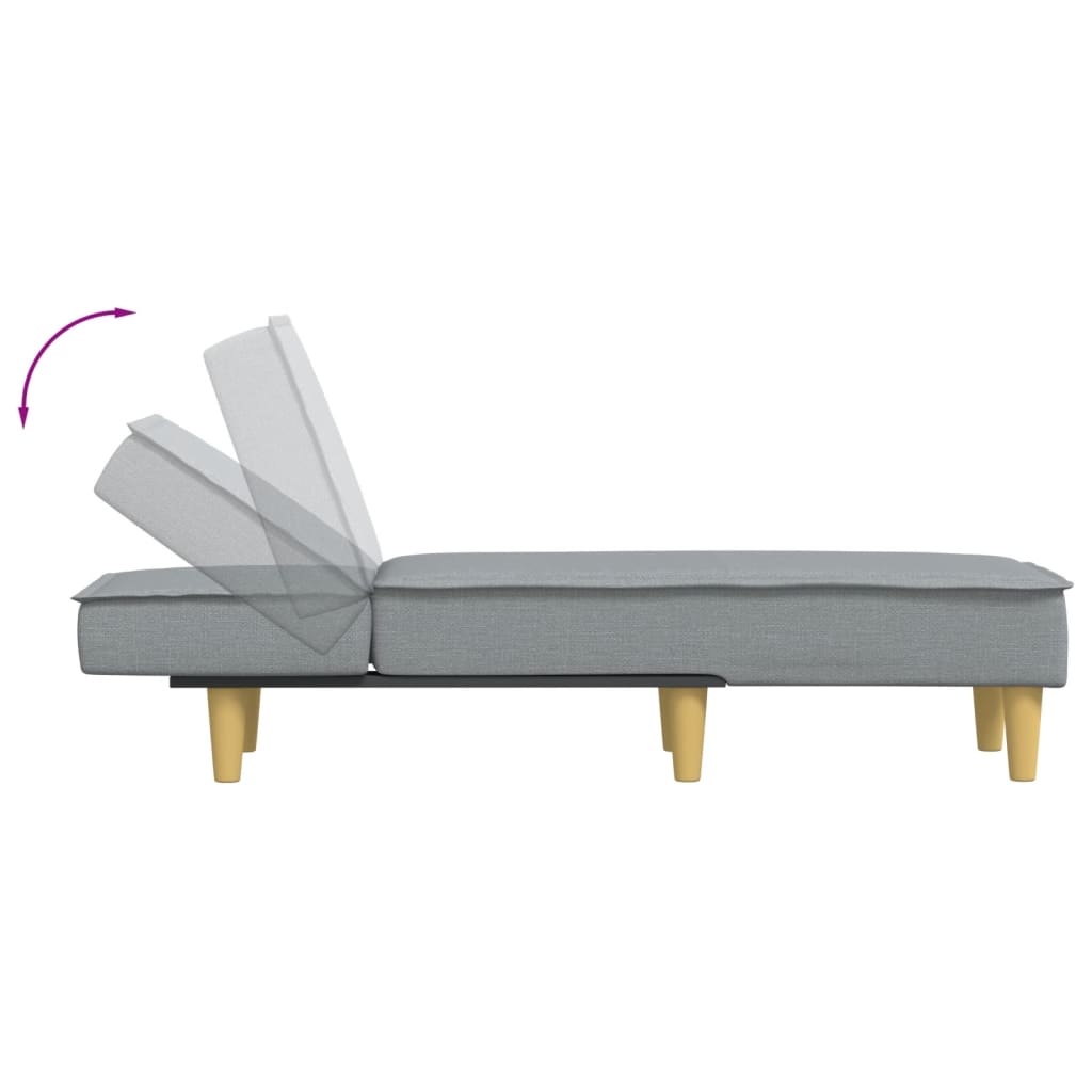 Chaise longue tecido cinzento-claro