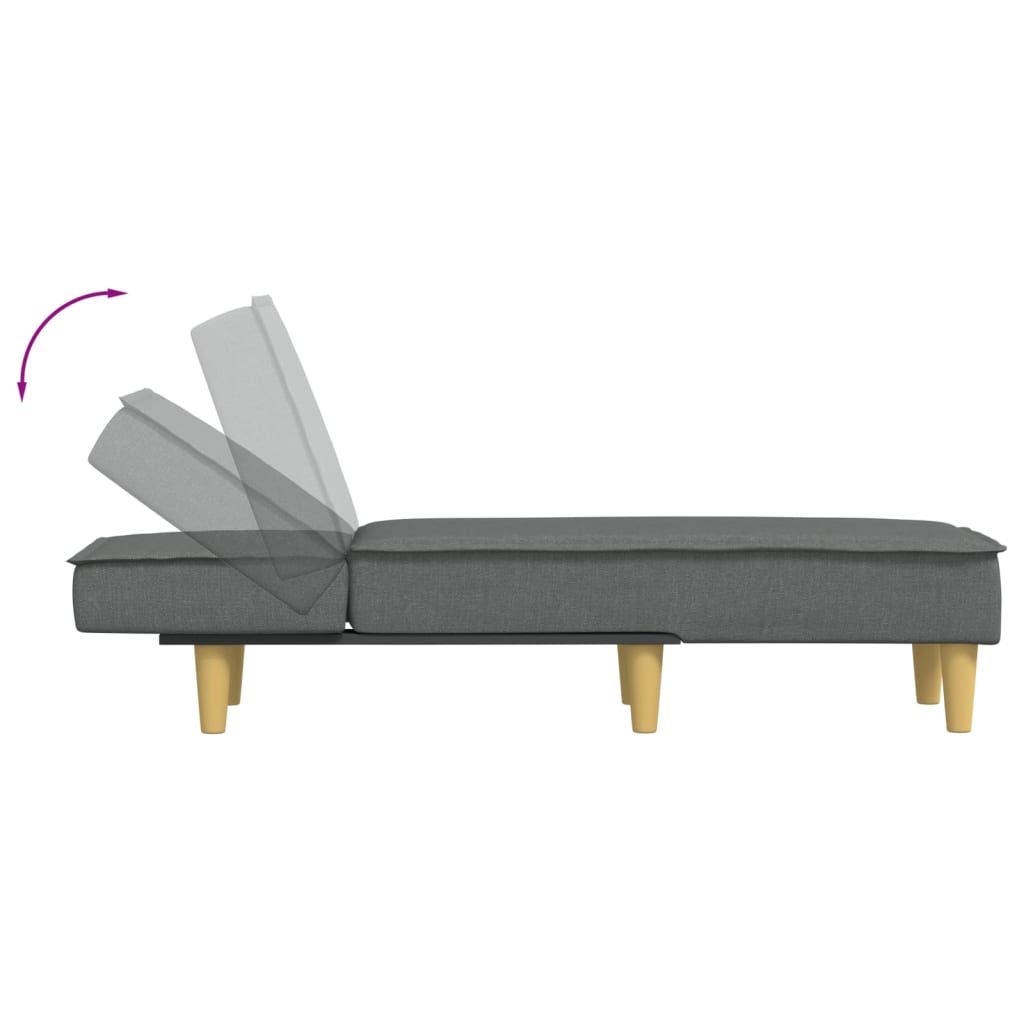 Chaise longue tecido cinzento-escuro