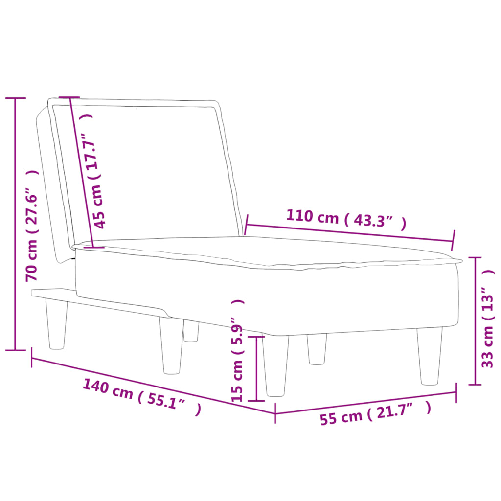 Chaise longue veludo cinzento-escuro